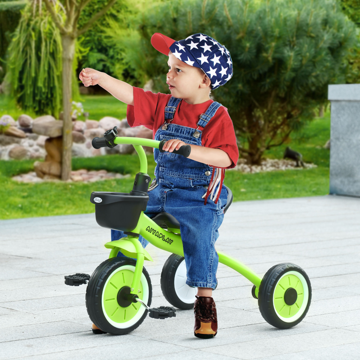 AIYAPLAY Trike with Adjustable Seat, Kids Tricycle for 2-5 Years Old Green