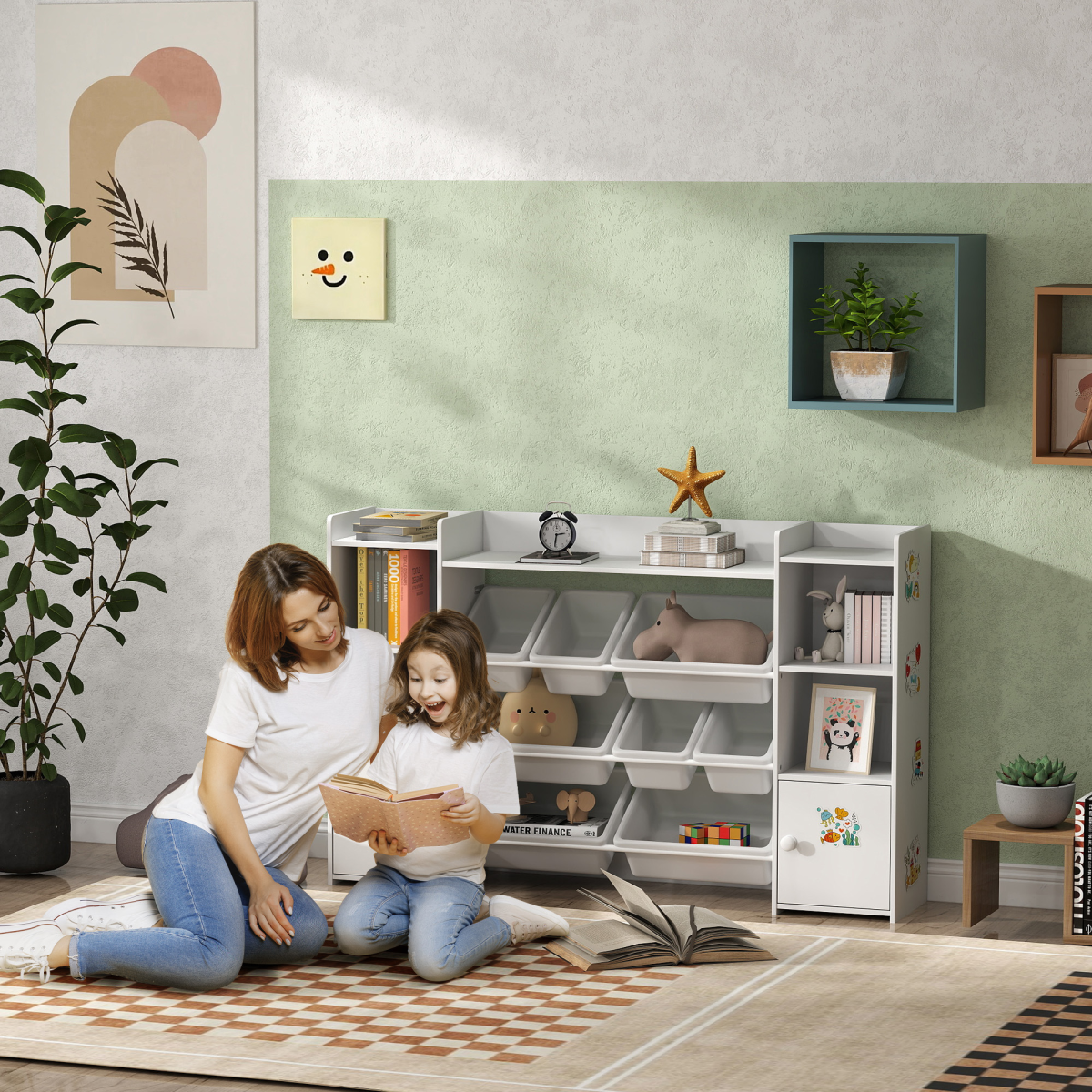 AIYAPLAY Kids Toy Storage Organiser with 8 Removable Storage Boxes