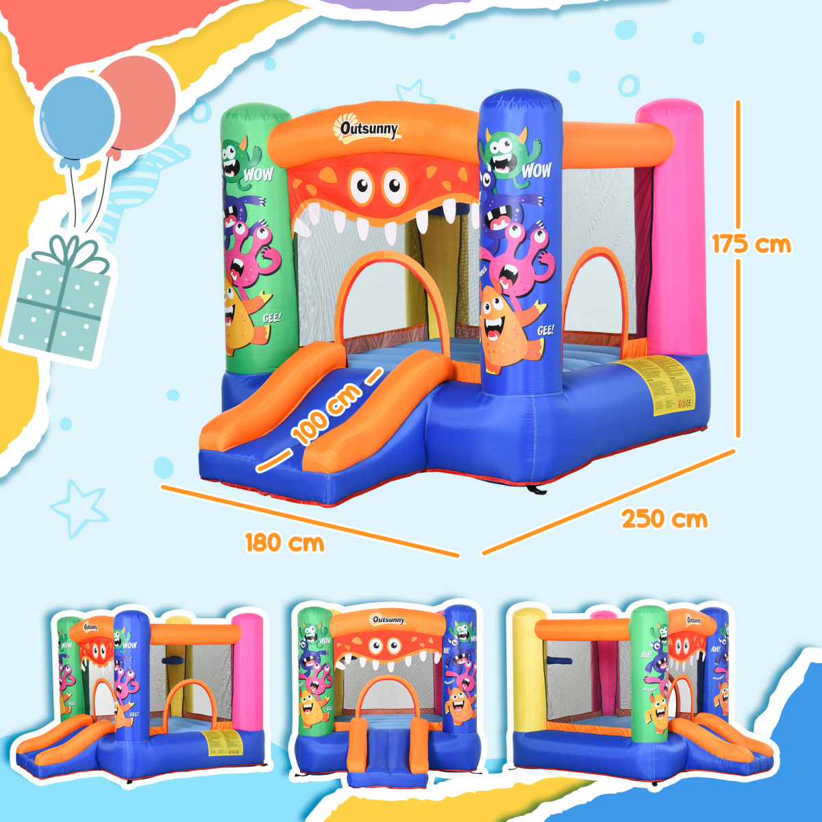 Bouncy Castle with Slide Basket Trampoline