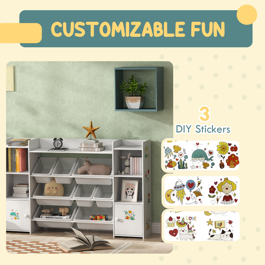 AIYAPLAY Kids Toy Storage Organiser with 8 Removable Storage Boxes