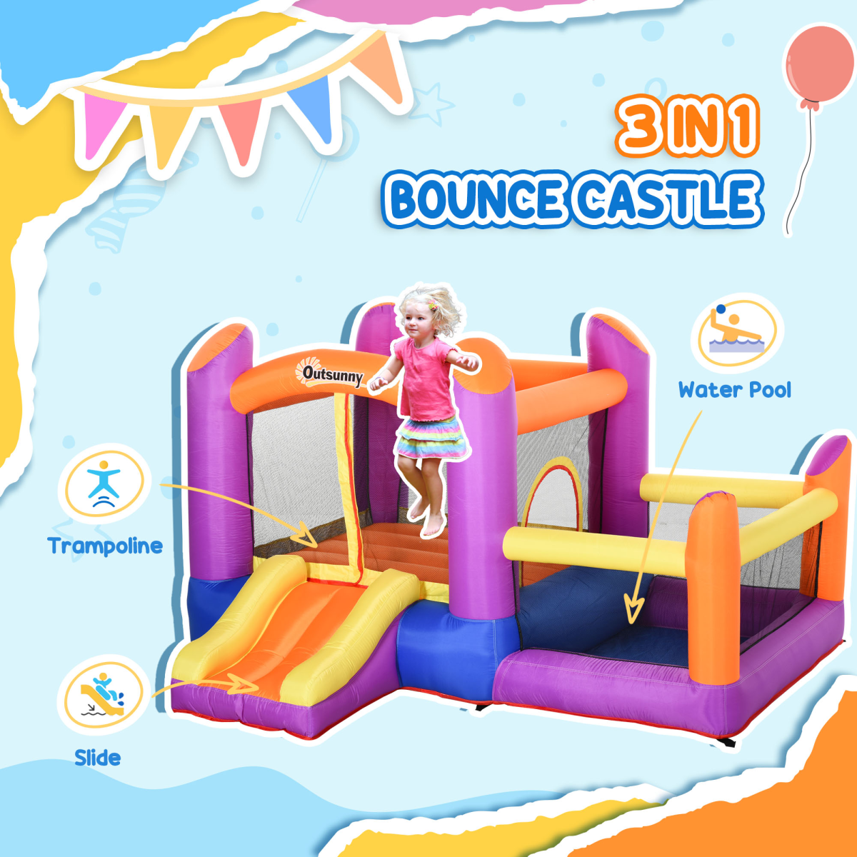 Bouncy Castle with Slide Pool House
