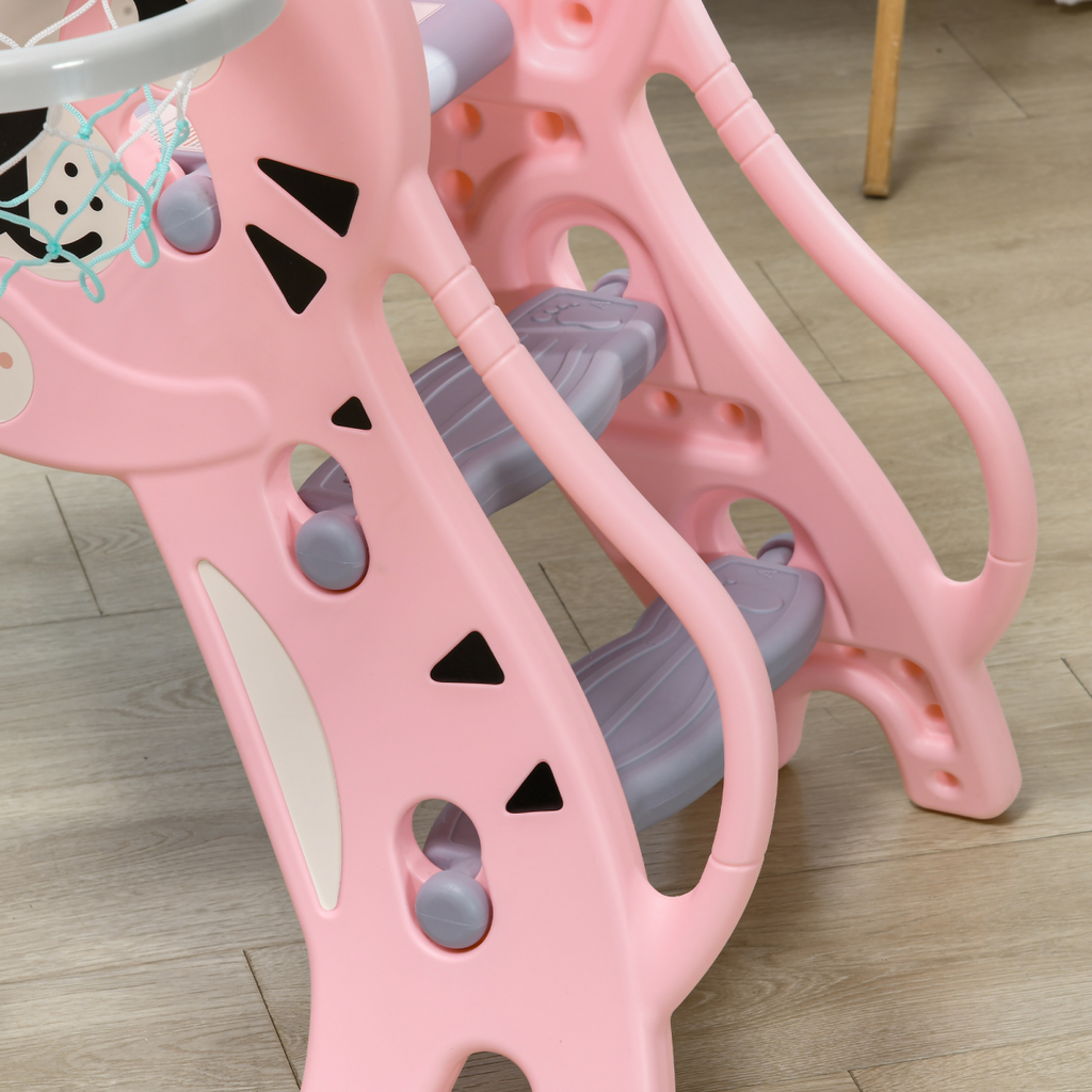AIYAPLAY Kids Slide with Basketball Hoop, for 18-36 Months, Pink