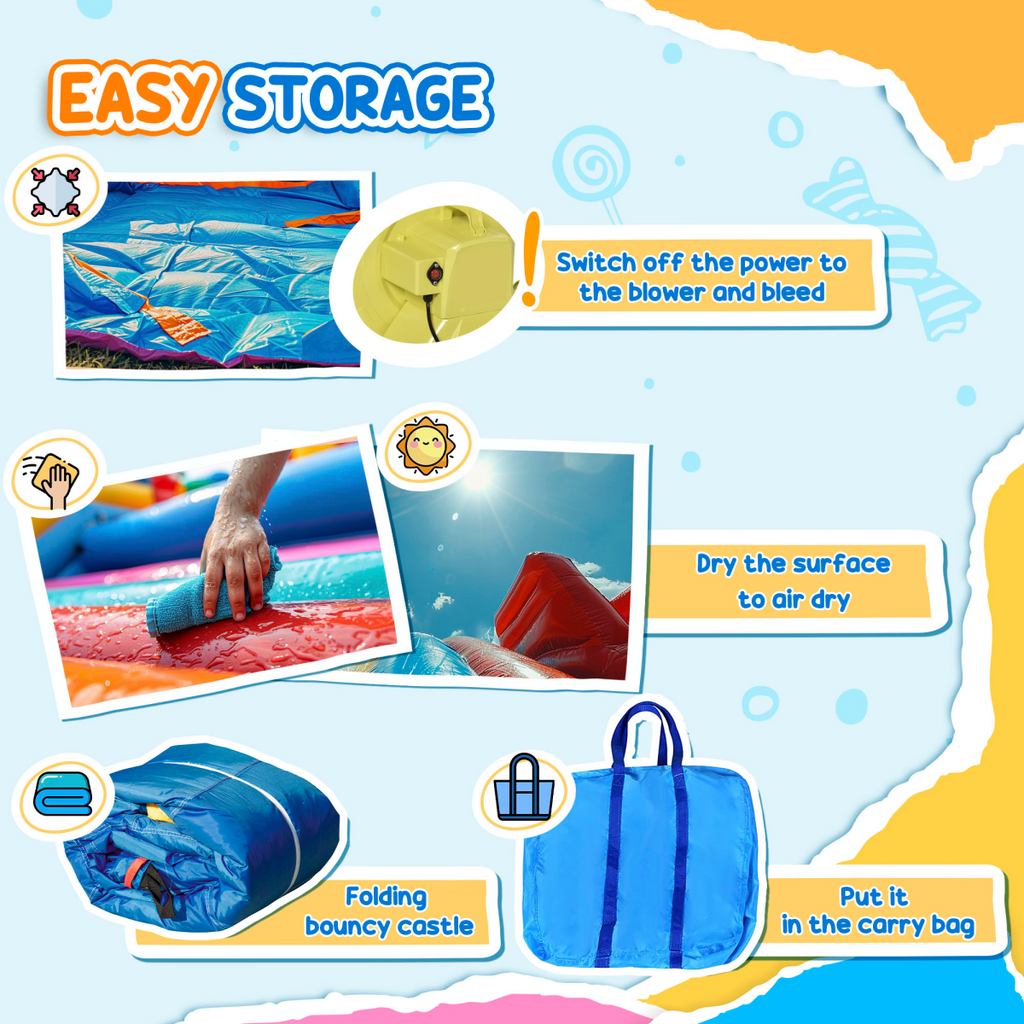 Kids Bouncy Castle with Double Slides Pool Trampoline with Blower
