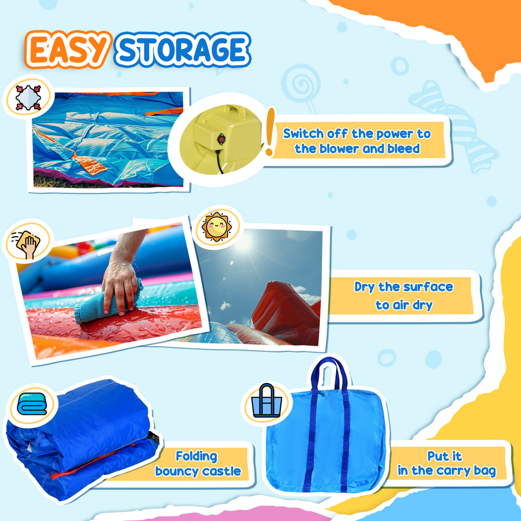 Kids Bouncy Castle with Pool Outdoor Trampoline W/ Net & Blower 3-8 Yrs