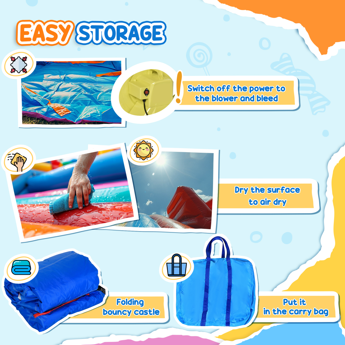 Kids Bouncy Castle with Pool Outdoor Trampoline W/ Net & Blower 3-8 Yrs