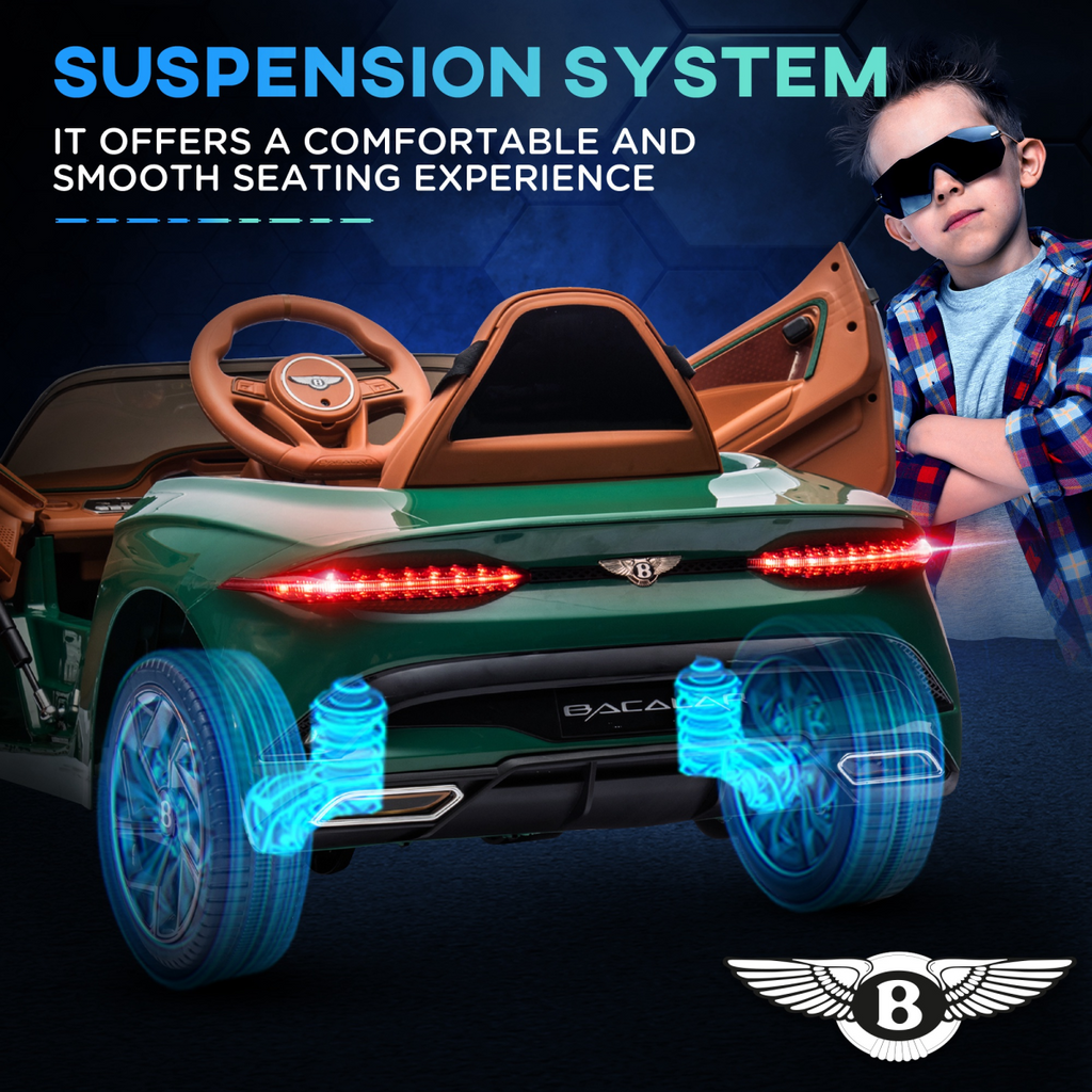 HOMCOM Green Bentley Bacalar Licensed 12V Kids Electric Ride-On with Remote