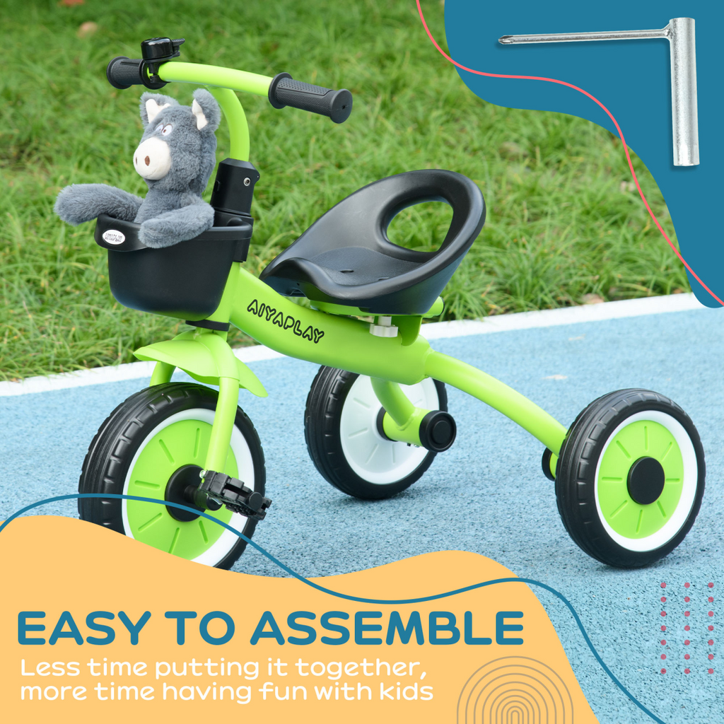 AIYAPLAY Trike with Adjustable Seat, Kids Tricycle for 2-5 Years Old Green