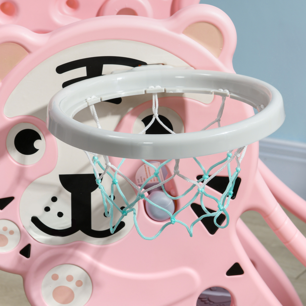 AIYAPLAY Kids Slide with Basketball Hoop, for 18-36 Months, Pink