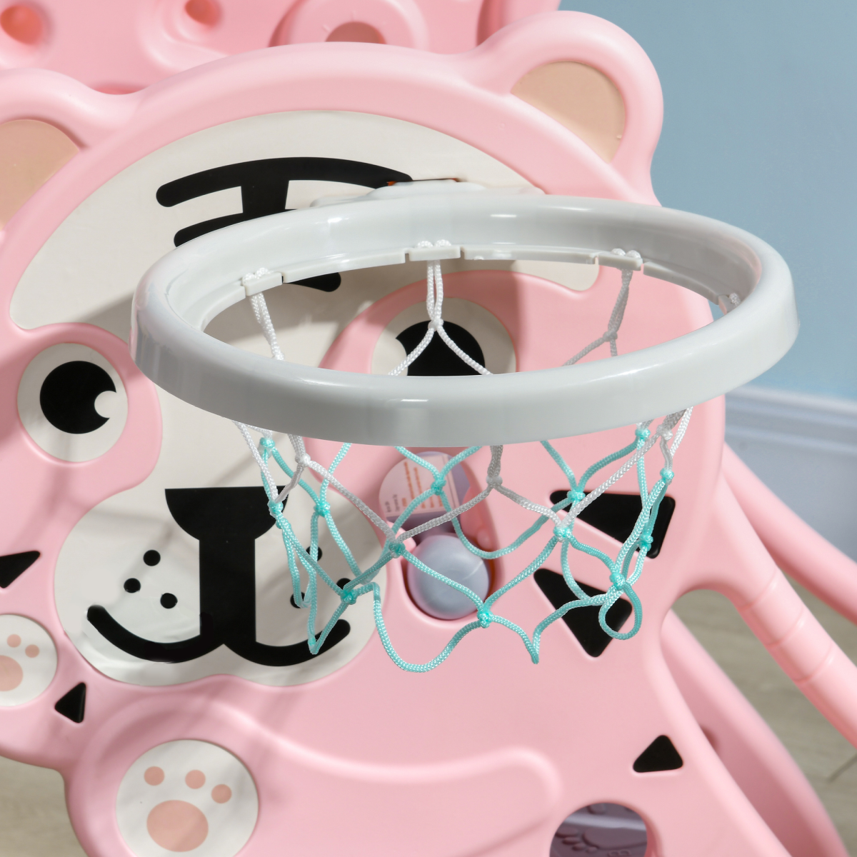 AIYAPLAY Kids Slide with Basketball Hoop, for 18-36 Months, Pink