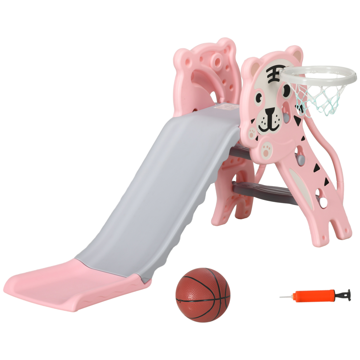 AIYAPLAY Kids Slide with Basketball Hoop, for 18-36 Months, Pink